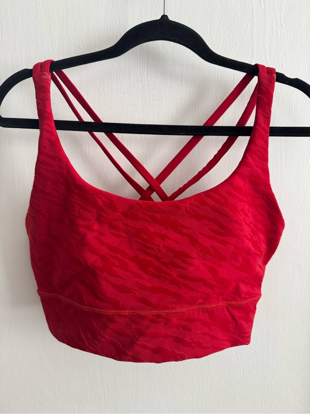 Lululemon Energy Bra Long Line | Le Tigre Camo Red Size 14
